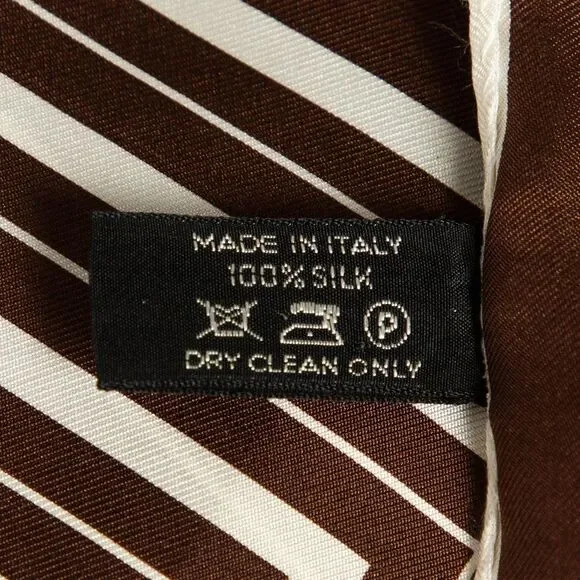 Tom Ford Brown Printed Silk Pocket Square